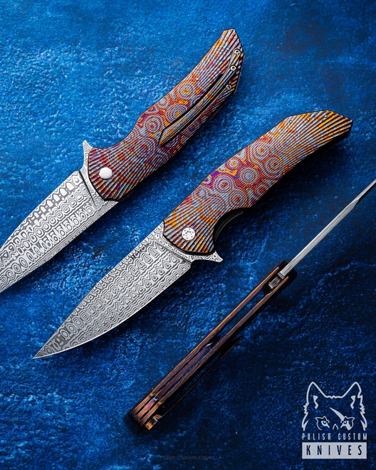 NÓŻ SKŁADANY FOLDER DRAGONFLY 364 BLACK TIMASCUS FULL DRESS HERMAN KNIVES