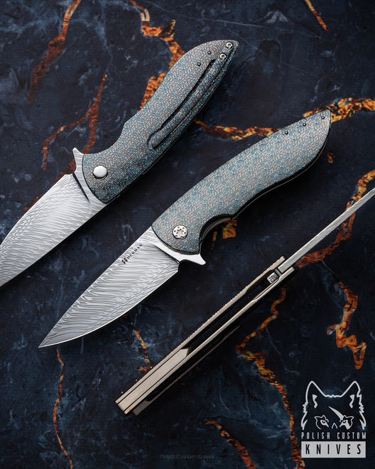 NÓŻ SKŁADANY FOLDER STING #0871 DAMASTEEL TESSERACT HALF DRESS  ( C0065 )  HERMAN KNIVES