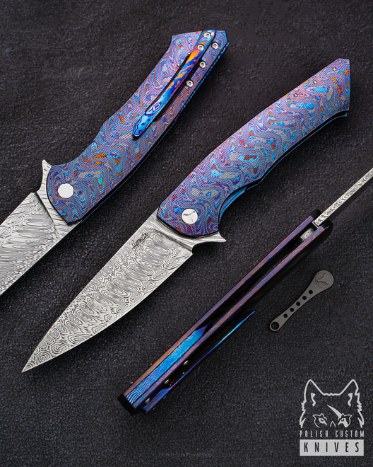 NÓŻ SKŁADANY FOLDER SLIM 2 BLACK TIMASCUS DAMASTEEL HERMAN