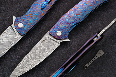 NÓŻ SKŁADANY FOLDER SLIM 2 BLACK TIMASCUS DAMASTEEL HERMAN