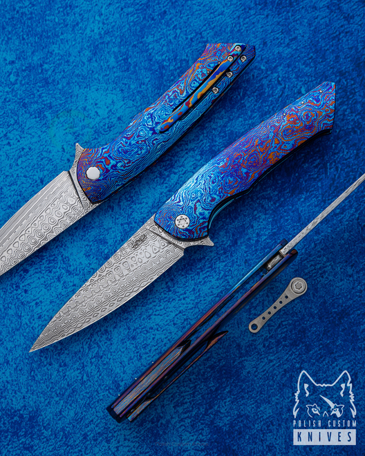 NÓŻ SKŁADANY FOLDER SLIM 18 TIMASCUS DAMASTEEL FULL DRESS HERMAN KNIVES