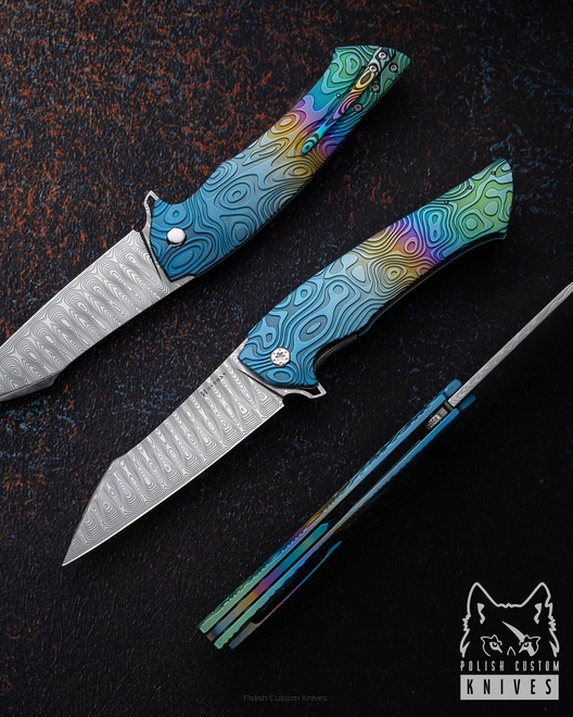NÓŻ SKŁADANY FOLDER OVIUM GENERACJA 2 #0132 DAMASTEEL NEBULA RIPPLE HALF DRESS HERMAN KNIVES