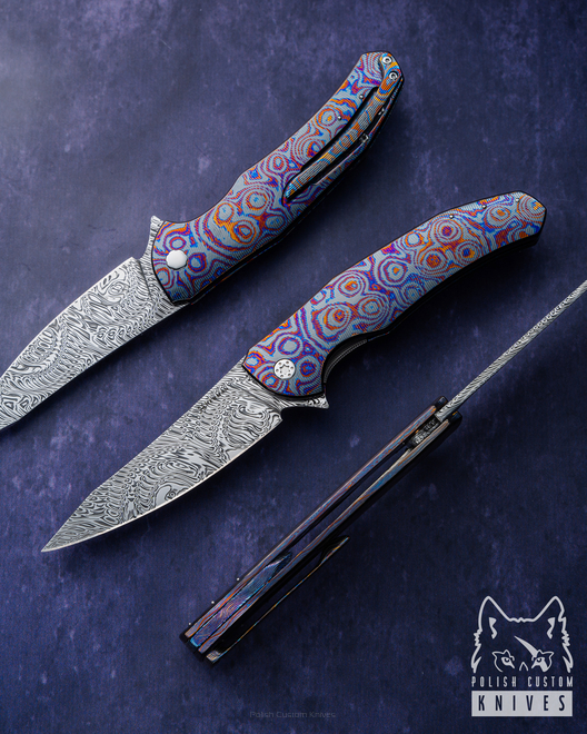 NÓŻ SKŁADANY FOLDER ISHTAR 613 DAMASTEEL BLACK TIMASCUS FULL DRESS HERMAN KNIVES