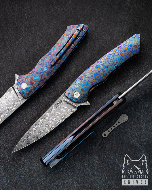 NÓŻ SKŁADANY FOLDER SLIM 3 BLACK TIMASCUS DAMASTEEL HERMAN