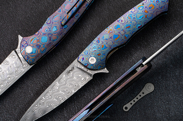 NÓŻ SKŁADANY FOLDER SLIM 3 BLACK TIMASCUS DAMASTEEL HERMAN