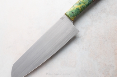 NÓŻ KUCHENNY SANTOKU 180 42  ELMAX KLON STABILIZOWANY ZIELONO CZERWONY PABIŚ KNIVES