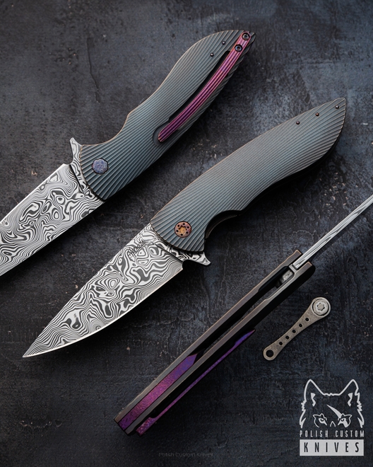 NÓŻ SKŁADANY FOLDER STING 442 DAMASTEEL HALF DRESS HERMAN KNIVES