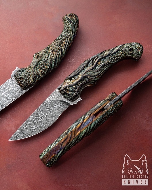 NÓŻ SKŁADANY FOLDER JADE DRAGON I VERIZHNIKOV & MICHO COLLABORATION