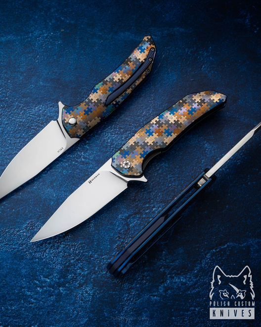 NÓŻ SKŁADANY FOLDER DRAGONFLY #0545 RWL34 PUZZLE HERMAN KNIVES