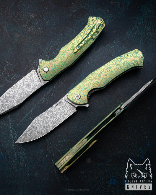 NÓŻ SKŁADANY FOLDER MANTIS #0464 DAMASTEEL BLACK TIMASCUS HERMAN KNIVES
