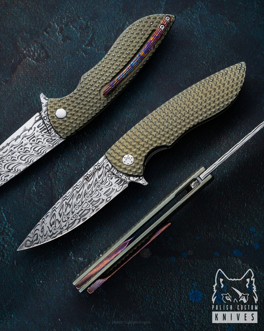 NÓŻ SKŁADANY FOLDER STING 567 DAMASTEEL HALF DRESS HERMAN KNIVES