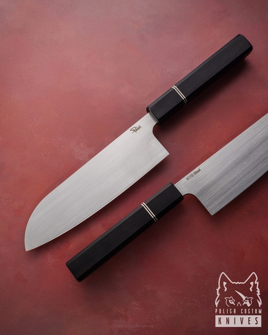 NÓŻ KUCHENNY SANTOKU 180 12 D2 CZARNY GRAB PABIŚ