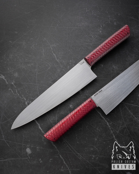 NÓŻ KUCHENNY CHEF 210 15 M390 RED TWILL PABIŚ KNIVES