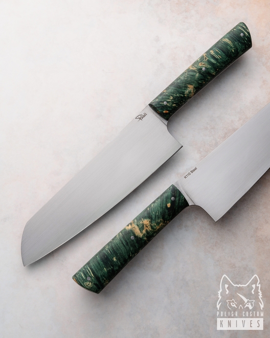 NÓŻ KUCHENNY SANTOKU 180 37 K110 KLON STABILIZOWANY PABIŚ KNIVES