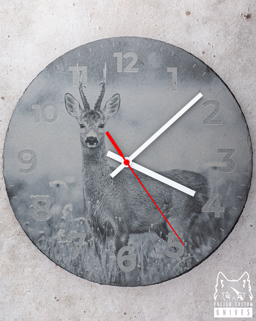 ZEGAR STOJĄCY 8 GRAWER EUROPEJSKI KOZIOŁ SARNY LZ LASER DESIGNS