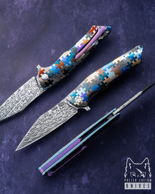 NÓŻ SKŁADANY FOLDER BEE 30 DAMASTEEL HALF DRESS HERMAN KNIVES