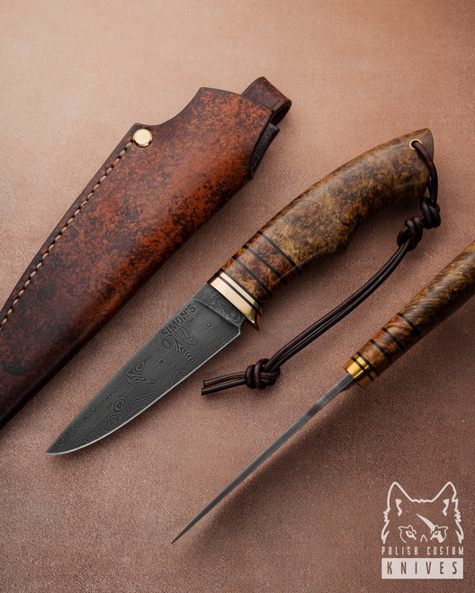 NÓŻ MYŚLIWSKI EKSKLUZYWNY AUTUMN WIND 9 DAMAST SIMON'S KNIVES