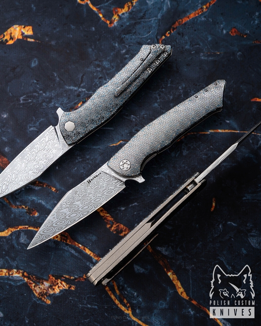 NÓŻ SKŁADANY FOLDER BEE #0171 DAMASTEEL TESSERACT HERMAN KNIVES