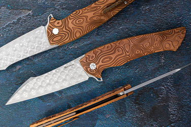 NÓŻ SKŁADANY FOLDER OVIUM GENERACJA 2 #0167 DAMASTEEL NEBULA RIPPLE HALF DRESS HERMAN KNIVES