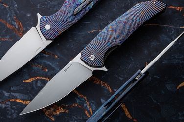 NÓŻ SKŁADANY FOLDER DRAGONFLY #0469 MAGNACUT BLACK TIMASCUS HALF DRESS ( C0041 ) HERMAN KNIVES