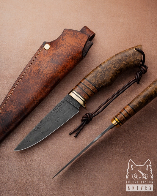 NÓŻ MYŚLIWSKI EKSKLUZYWNY AUTUMN WIND 8  DAMAST SIMON'S KNIVES
