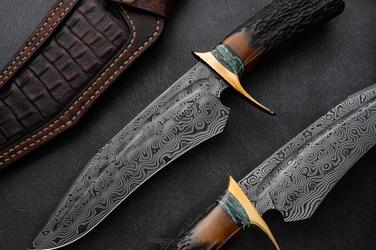 EKSKLUZYWNY NÓŻ SURVIVALOWY TAKTYCZNY AGNAR 3 DAMAST POROŻE JELENIA SIMON'S KNIVES
