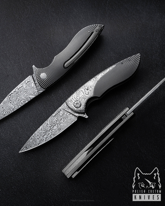 NÓŻ SKŁADANY FOLDER MICRO STING #0326 DAMASTEEL HALF DRESS HERMAN KNIVES