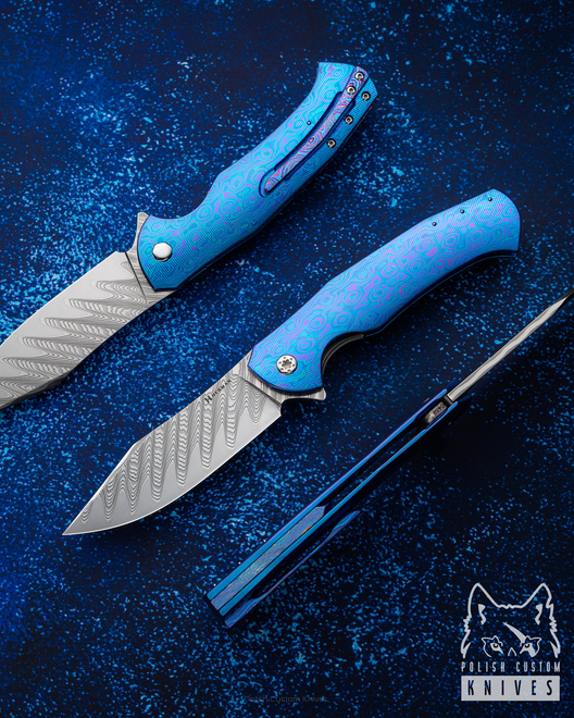 NÓŻ SKŁADANY FOLDER MANTIS #0459 FUTURON FORGE TIMASCUS FULL DRESS HERMAN KNIVES