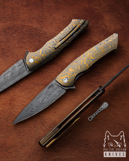 NÓŻ SKŁADANY FOLDER SLIM 12 BLACK TIMASCUS DAMASTEEL HERMAN KNIVES