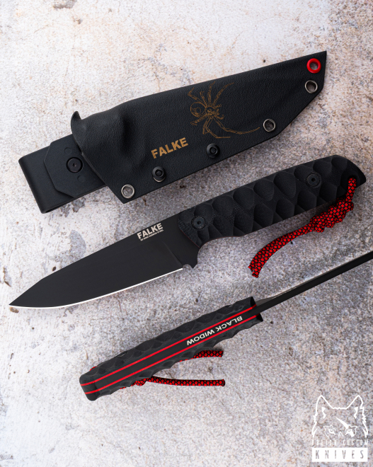 NÓŻ TAKTYCZNY SURVIVALOWY BLACK WIDOW 009 D2 G10 FALKE KNIVES
