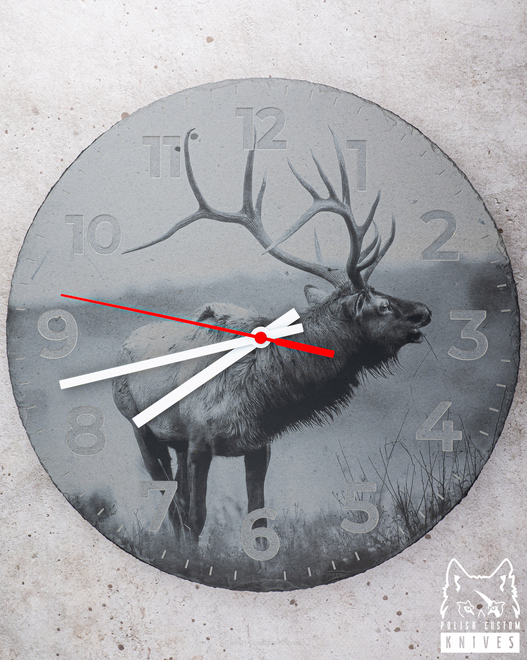 ZEGAR STOJĄCY ŁUPKOWY 4 GRAWER JELEŃ SZLACHETNY LZ LASER DESIGNS