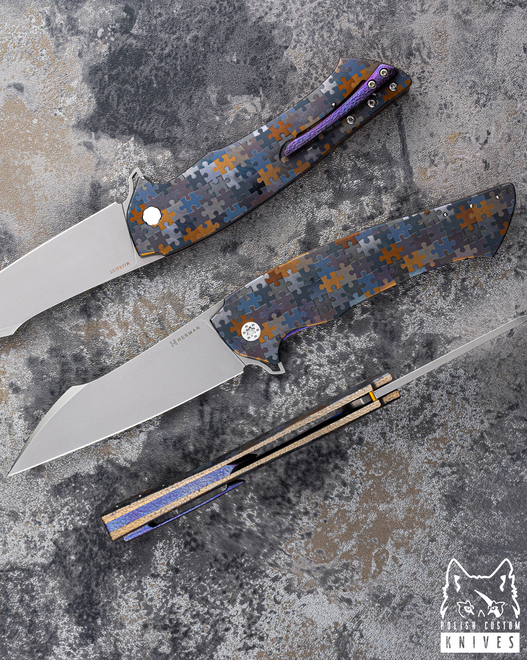NÓŻ SKŁADANY FOLDER OVIUM GENERACJA 2 #0079 MAGNACUT PUZZLE HERMAN KNIVES
