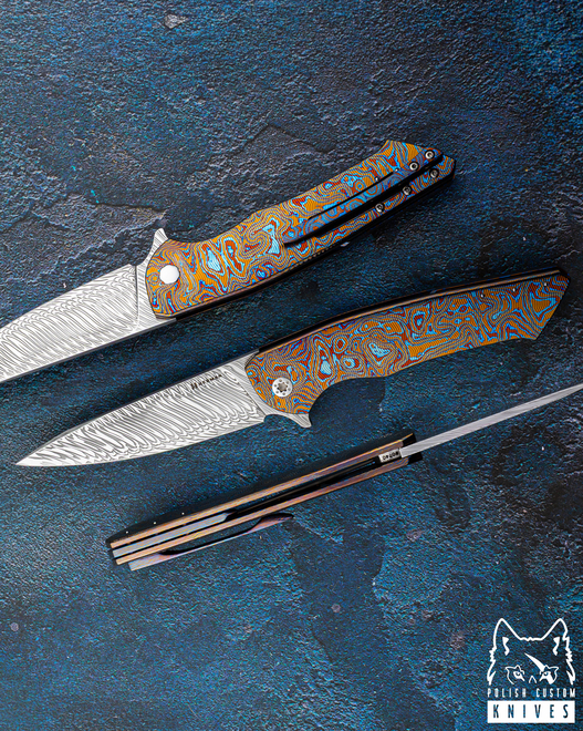 NÓŻ SKŁADANY FOLDER SLIM #0740 DAMASTEEL TIMASCUS FULL DRESS HERMAN KNIVES