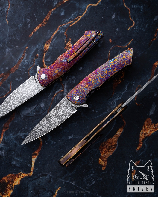 NÓŻ SKŁADANY FOLDER SLIM #0674 DAMASTEEL TIMASCUS FULL DRESS HERMAN KNIVES