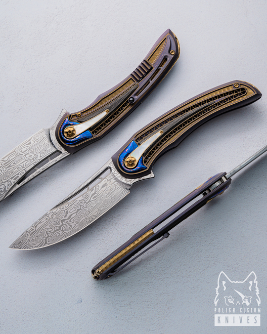 NÓŻ SKŁADANY FOLDER AVIATOR BIFROST #9 DAMASTEEL LESBAR KNIVES