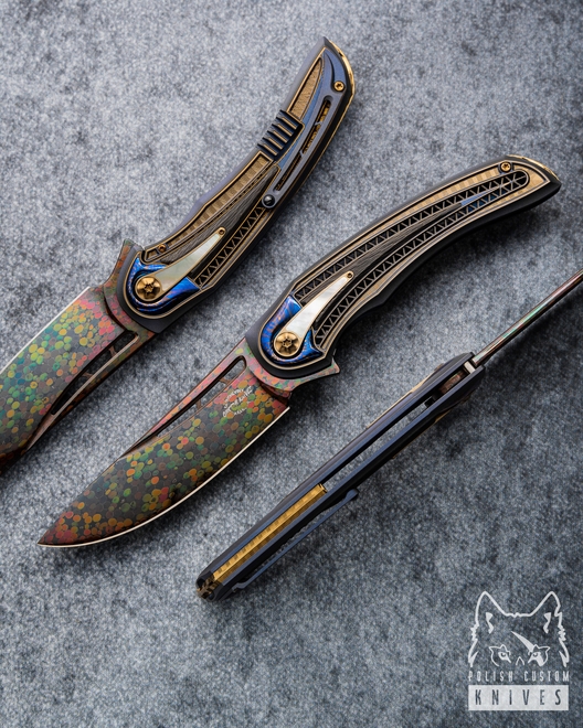 NÓŻ SKŁADANY FOLDER AVIATOR DRAGON #9 OF 33 DRAGON SKIN DAMASCUS by BERTIE RIETVELD