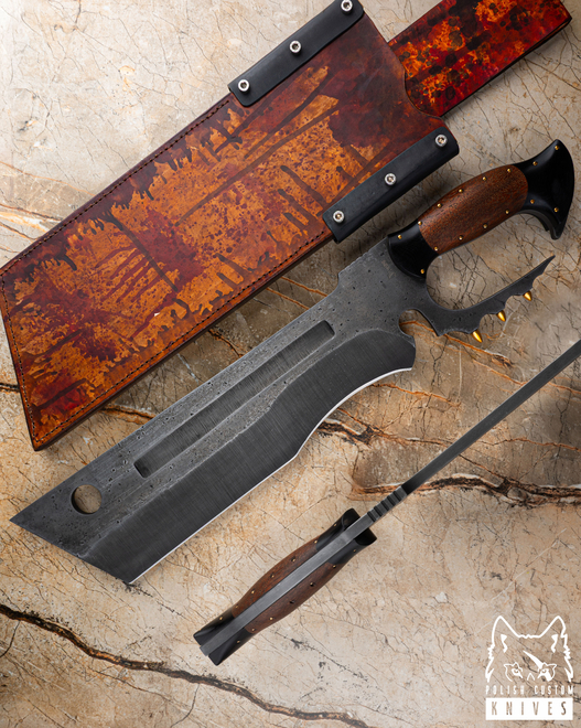 DUŻY EKSKLUZYWNY NÓŻ TAKTYCZNY UBOJNIK 8 50HF SUCUPIRA JANAS DAMASCUS