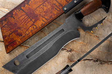 DUŻY EKSKLUZYWNY NÓŻ TAKTYCZNY UBOJNIK 8 50HF SUCUPIRA JANAS DAMASCUS