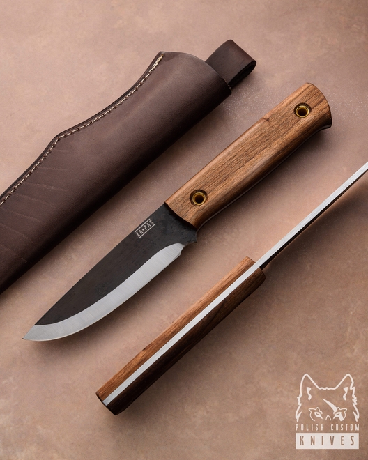 NÓŻ SURVIVALOWY MYŚLIWSKI EDC  BIWI 10 CM 1 4H13 1.4031 ORZECH AMERYKAŃSKI SKÓRA ZA-PAS KNIVES