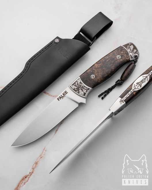 NÓŻ MYŚLIWSKI HUNTER ELEGANCE HE 003 M390 STABILIZOWANA CZECZOTA KLONU FALKE