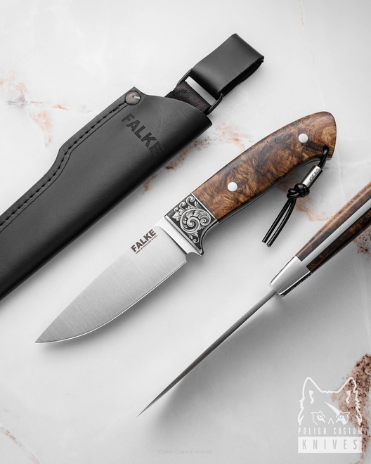 NÓŻ MYŚLIWSKI JF30 016 N690 STABILIZOWANA CZECZOTA OLCHY FALKE KNIVES