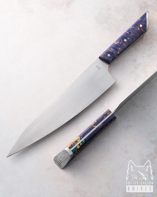 NÓŻ KUCHENNY CHEF 210 N690 13/2022 STABILIZOWANA CZECZOTA KLONU LAS
