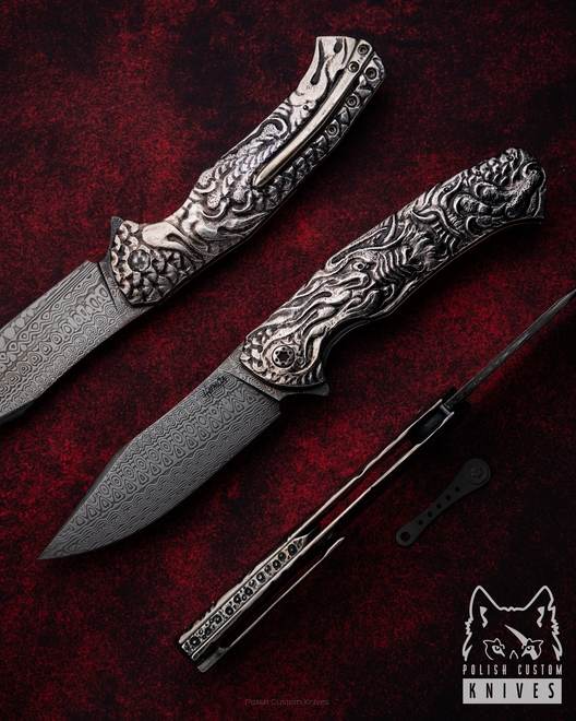 NÓŻ SKŁADANY FOLDER MANTIS 1 DRAGON DAMAST PIMPED BY MICHO