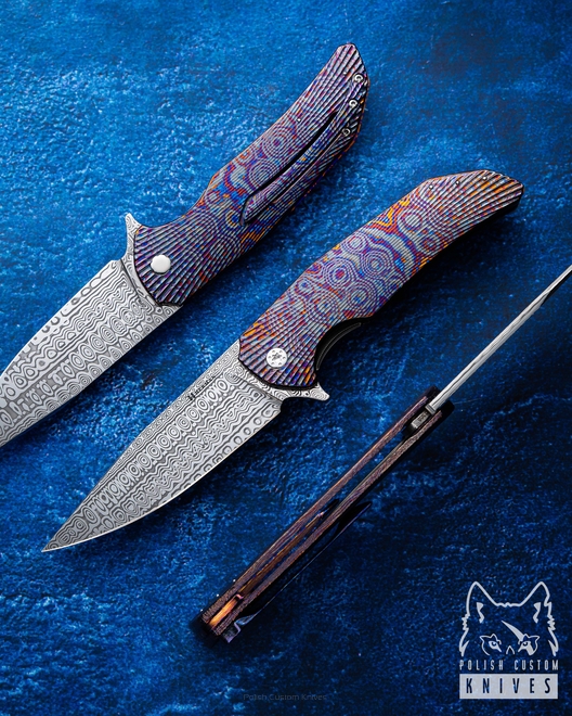 NÓŻ SKŁADANY FOLDER DRAGONFLY 365 BLACK TIMASCUS FULL DRESS HERMAN KNIVES