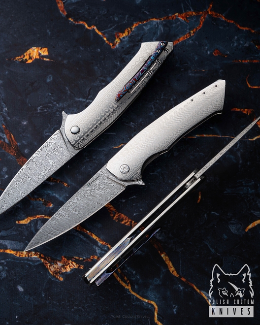 NÓŻ SKŁADANY FOLDER SLIM #0510 DAMASTEEL FULL DRESS HERMAN KNIVES