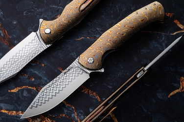 NÓŻ SKŁADANY FOLDER MANTIS #0441 DAMACORE BLACK TIMASCUS HERMAN KNIVES