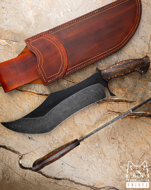 DUŻY EKSKLUZYWNY NÓŻ TAKTYCZNY MORTA 10 50HF DĄB JANAS DAMASCUS