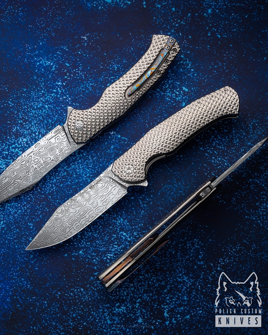 NÓŻ SKŁADANY FOLDER MANTIS #0478 DAMASTEEL HALF DRESS HERMAN KNIVES