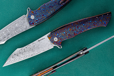 NÓŻ SKŁADANY FOLDER OVIUM GENERACJA 2 #0164 DAMASTEEL TIMASCUS FULL DRESS HERMAN KNIVES