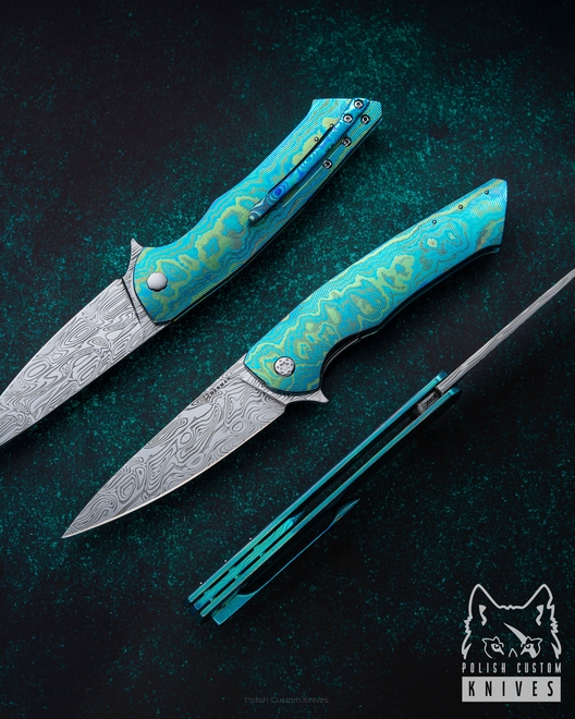 NÓŻ SKŁADANY FOLDER SLIM #0490 DAMASTEEL TIMASCUS FULL DRESS HERMAN KNIVES